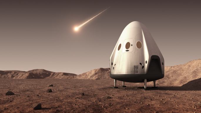 火星表面的航空舱登陆火星太空探险