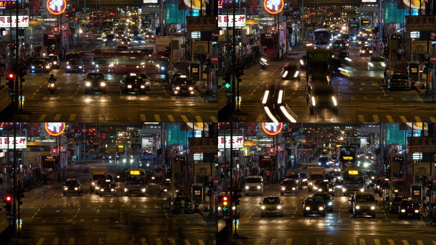 城市交通车辆车流晚高峰香港街头