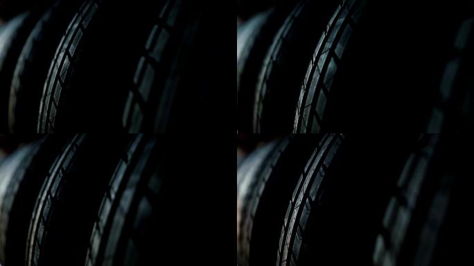 汽车轮胎特写黑色橡胶轮胎车子广告宣传片