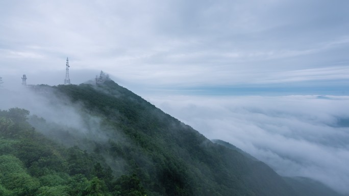 山顶壮观云海平流云延时摄影素材