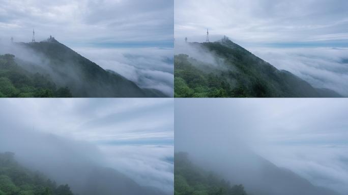山顶壮观云海平流云延时摄影素材