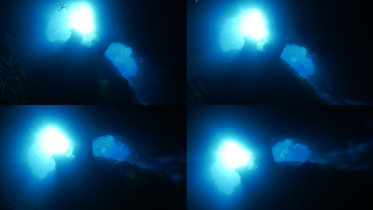帕劳水下洞穴海底世界水底海洋洞穴