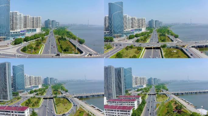 4K航拍临沂市滨河路风景
