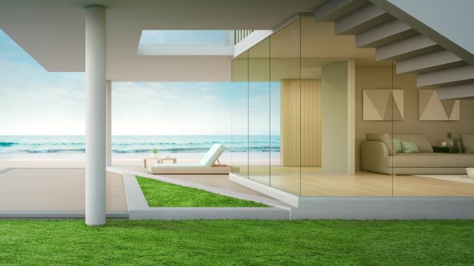 豪华海滩别墅三维模型3d建模卡通动漫
