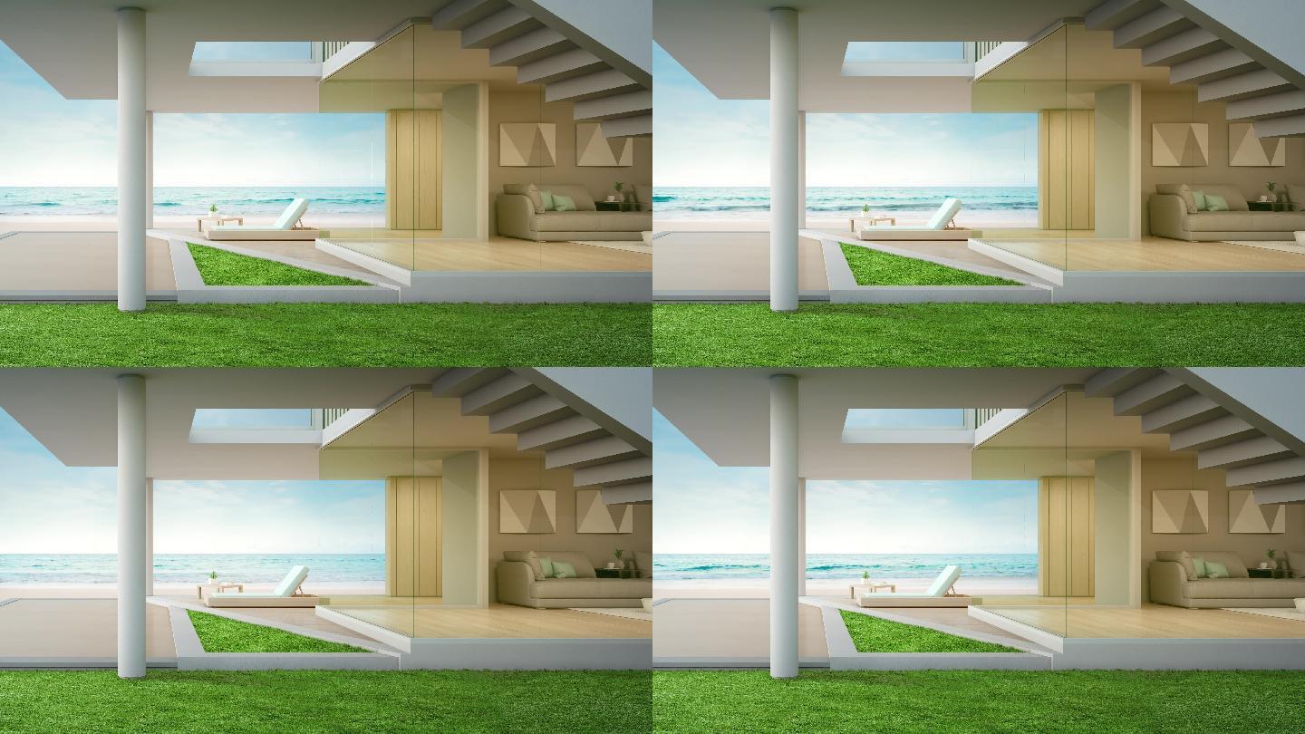 豪华海滩别墅三维模型3d建模卡通动漫