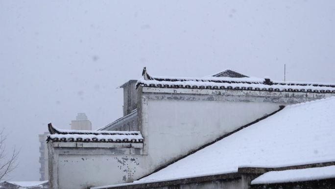 乡村水墨风格雪景摄景下雪