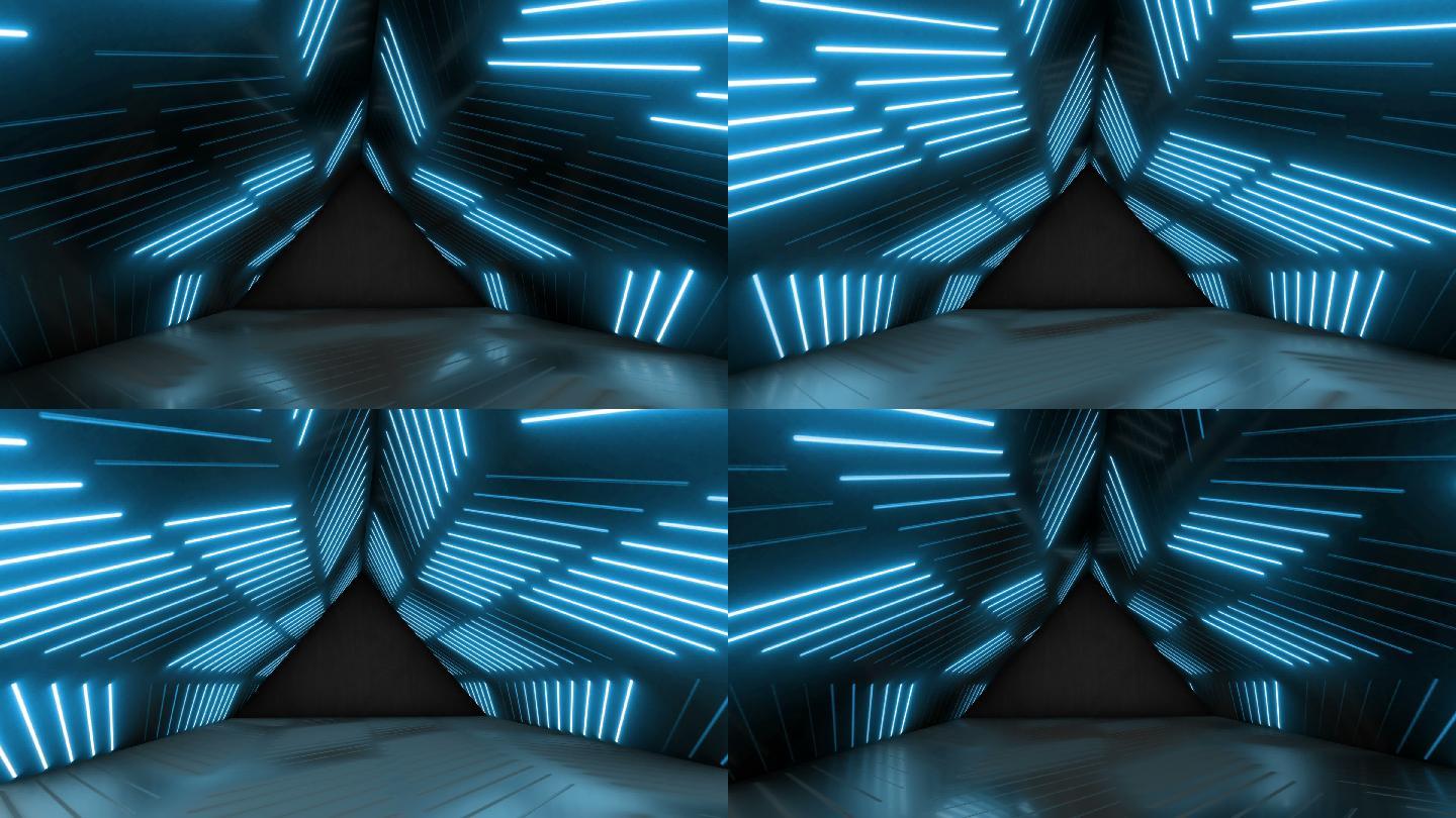 发光的霓虹隧道3D舞台背景片头