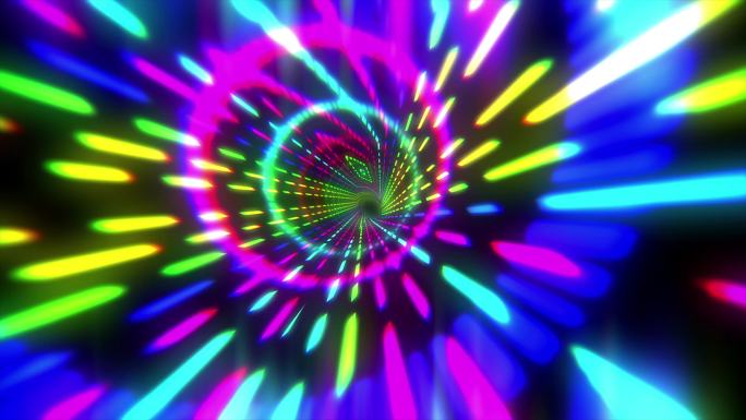 数字隧道运动图形彩色七彩霓虹