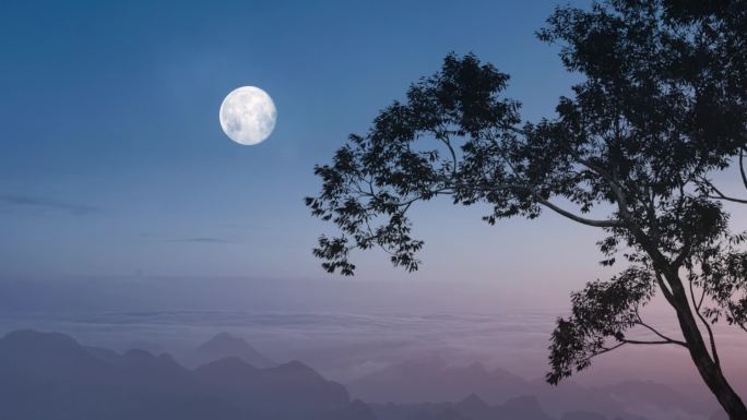 山川云海夜晚空镜