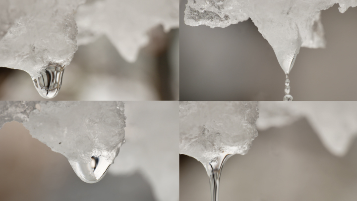 冰雪融化 化雪滴水 冰水滴