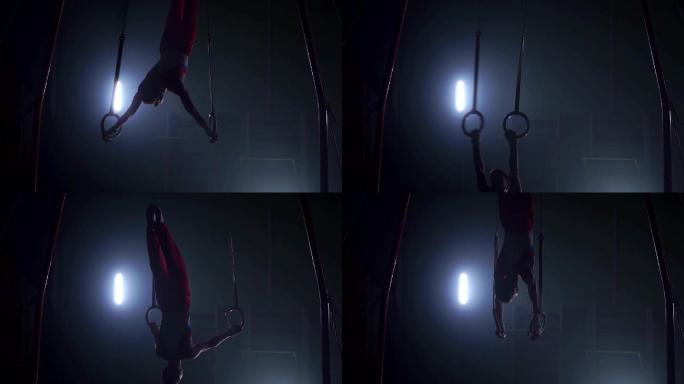 体操运动员空中吊环艺术舞蹈杂技表演