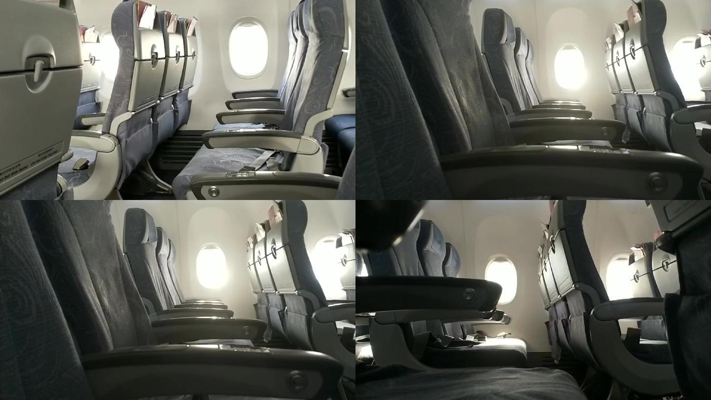 飞机客舱无人乘坐的座位骑子空荡荡的飞机