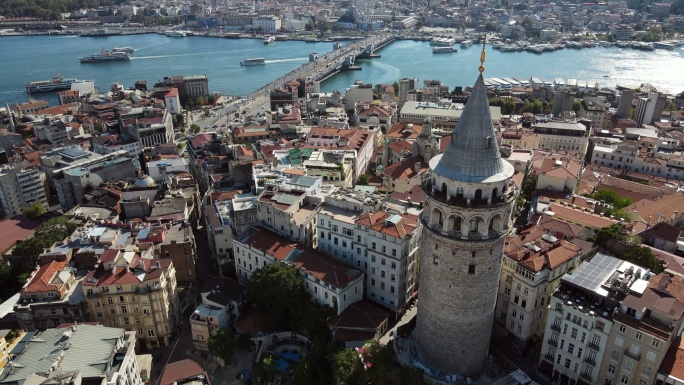 伊斯坦布尔塔楼国外风光风景航拍视频居民楼