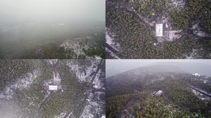苏州雪后雾中穹窿山4K航拍
