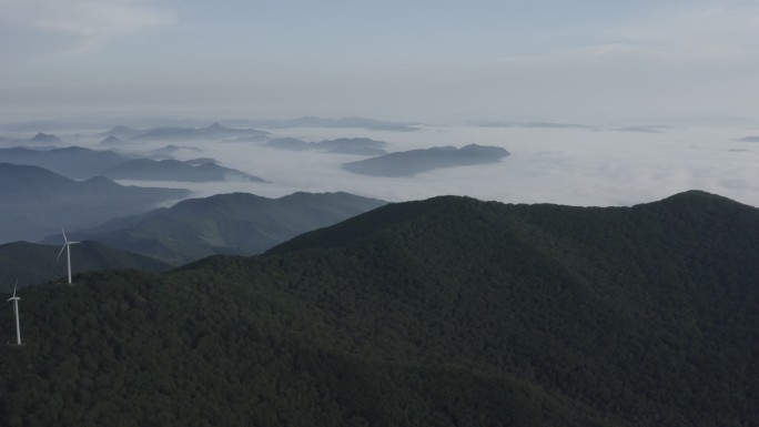 云海 风电场 航拍 风力发电 4k