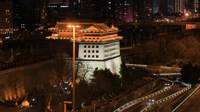 北京东便门城楼夜晚4K拍摄