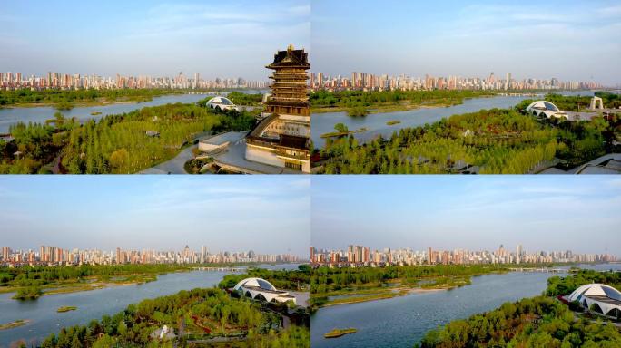 4K正版航拍临沂市北城新区风景
