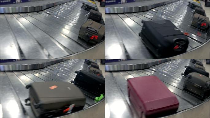 行李传送带在机场运送旅客行李。