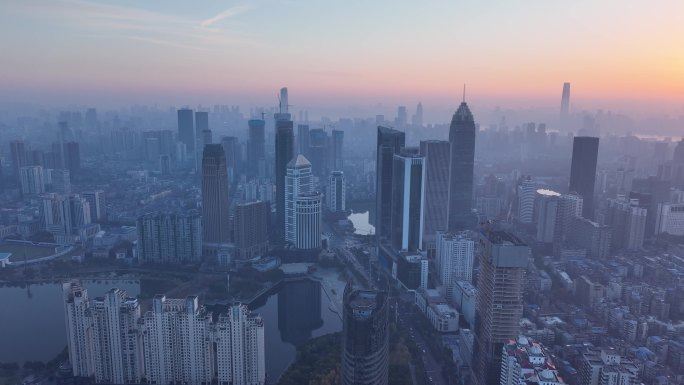 武汉 西北湖 高楼 日出