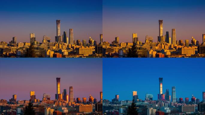 北京商业区4K延时拍摄光影变化