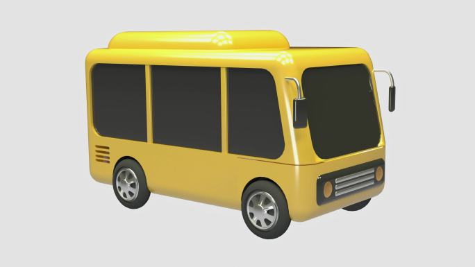 卡通风格黄色公交车