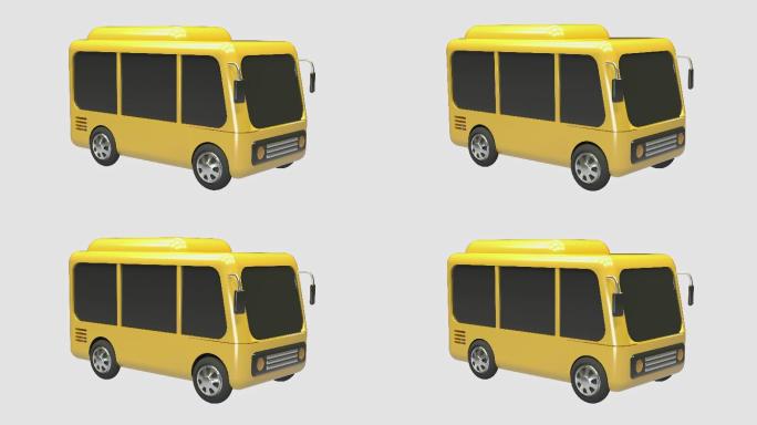 卡通风格黄色公交车
