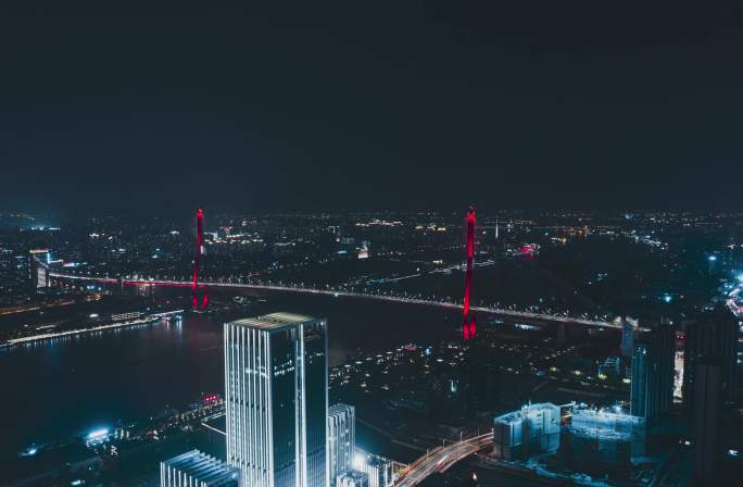 上海杨浦大桥震撼夜景延时航拍