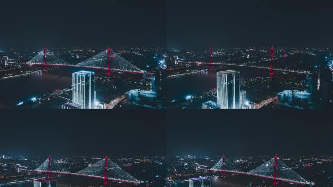 上海杨浦大桥震撼夜景延时航拍