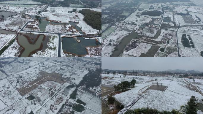 【4K可商用】良渚雪景航拍
