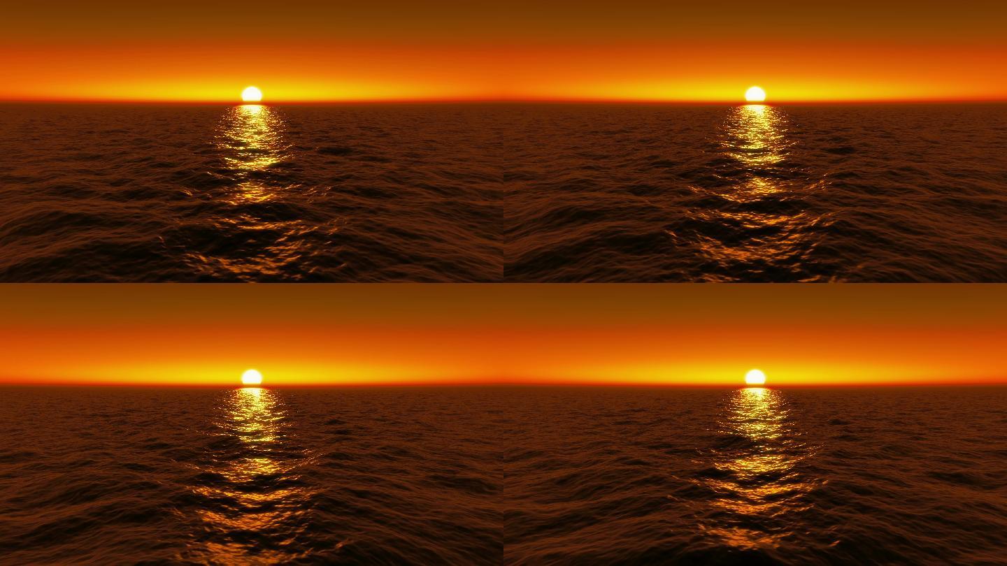 日落海洋地平线光运动背景