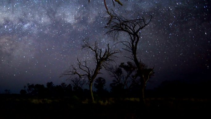 夜晚星空延时舞台背景唯美梦幻夜空星光