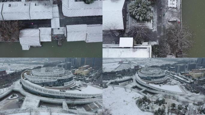 【4K可商用】杭州大运河雪景老街区