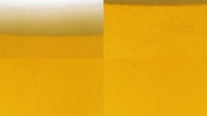 特写啤酒的泡沫新鲜度饮料液体