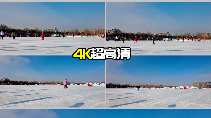 4k实拍冬季体育训练冰上速滑