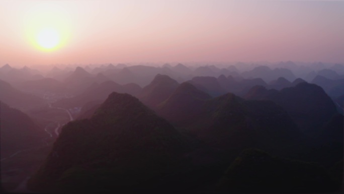 贵州万林峰夕阳航拍