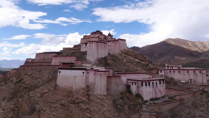 西藏江孜宗山城堡高清航拍素材