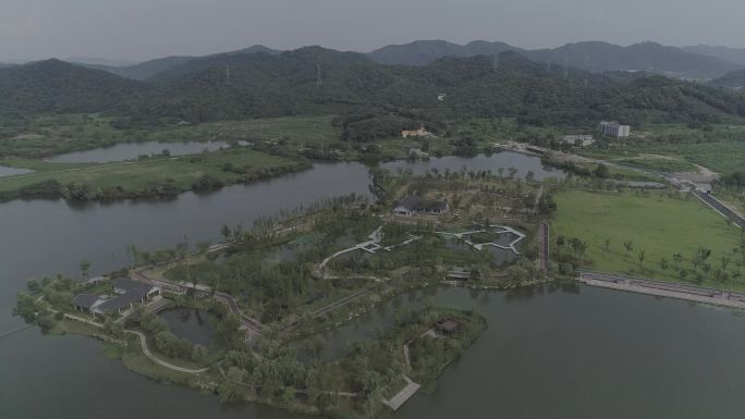 杭州白马湖公园航拍