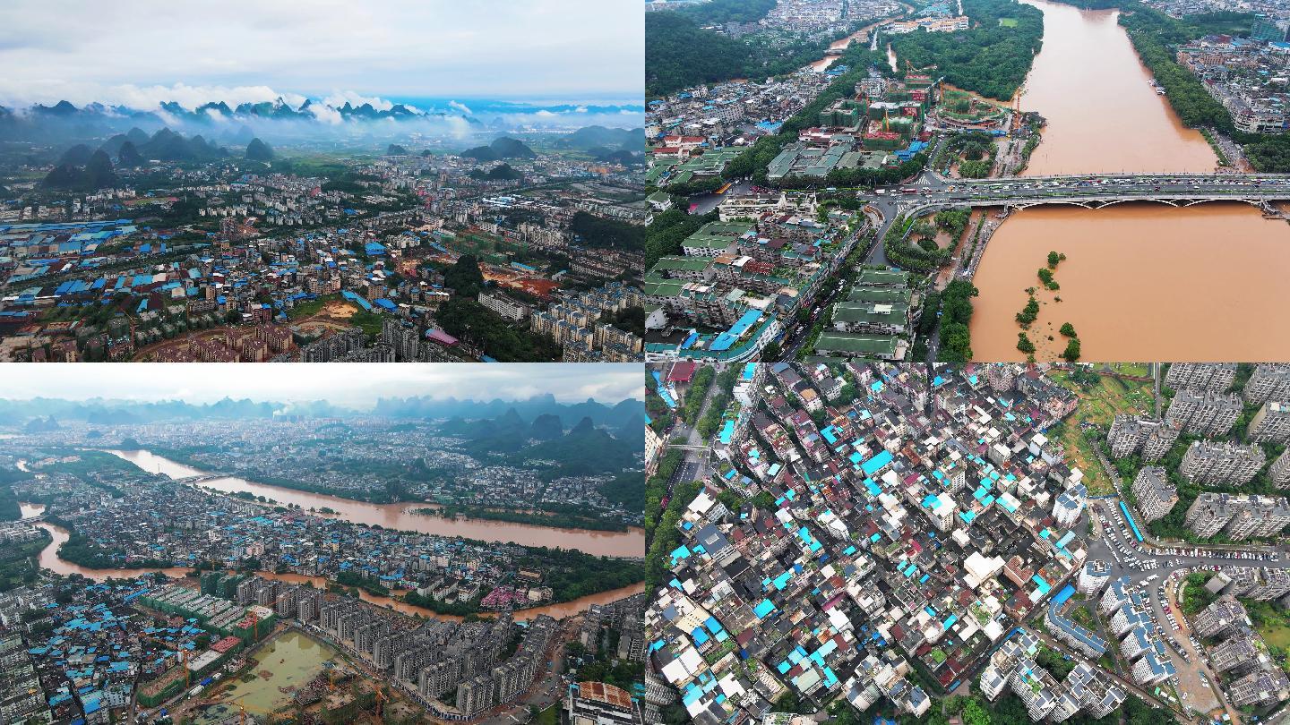 桂林城夏季洪水洪峰过境