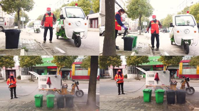 环卫工消毒疫情防控农村环卫