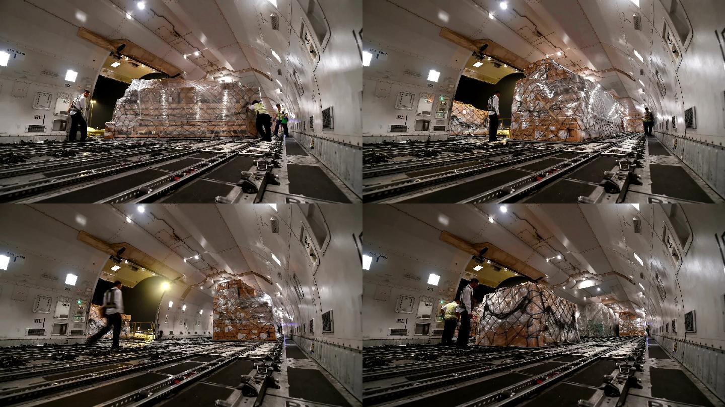 在货机内装货电梯搬运搬家