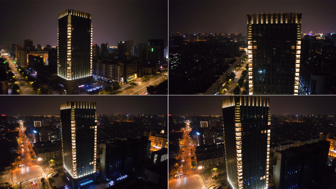 杭州市西湖区古翠路夜景航拍