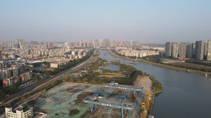 佛山航拍佛山新城东平河佛山城市石湾公园