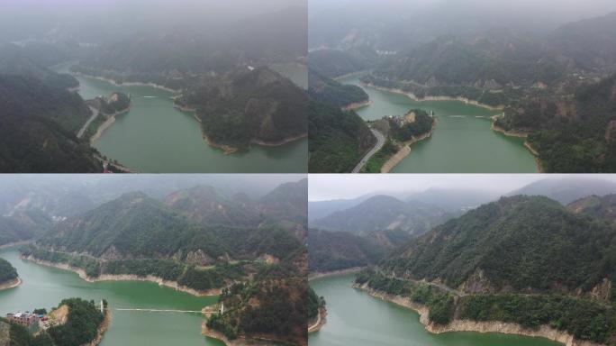 4k 高清 航拍 千岛湖  雨雾缭绕