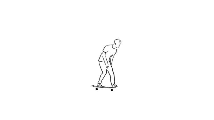 在滑板上跳跃的手绘经典动画