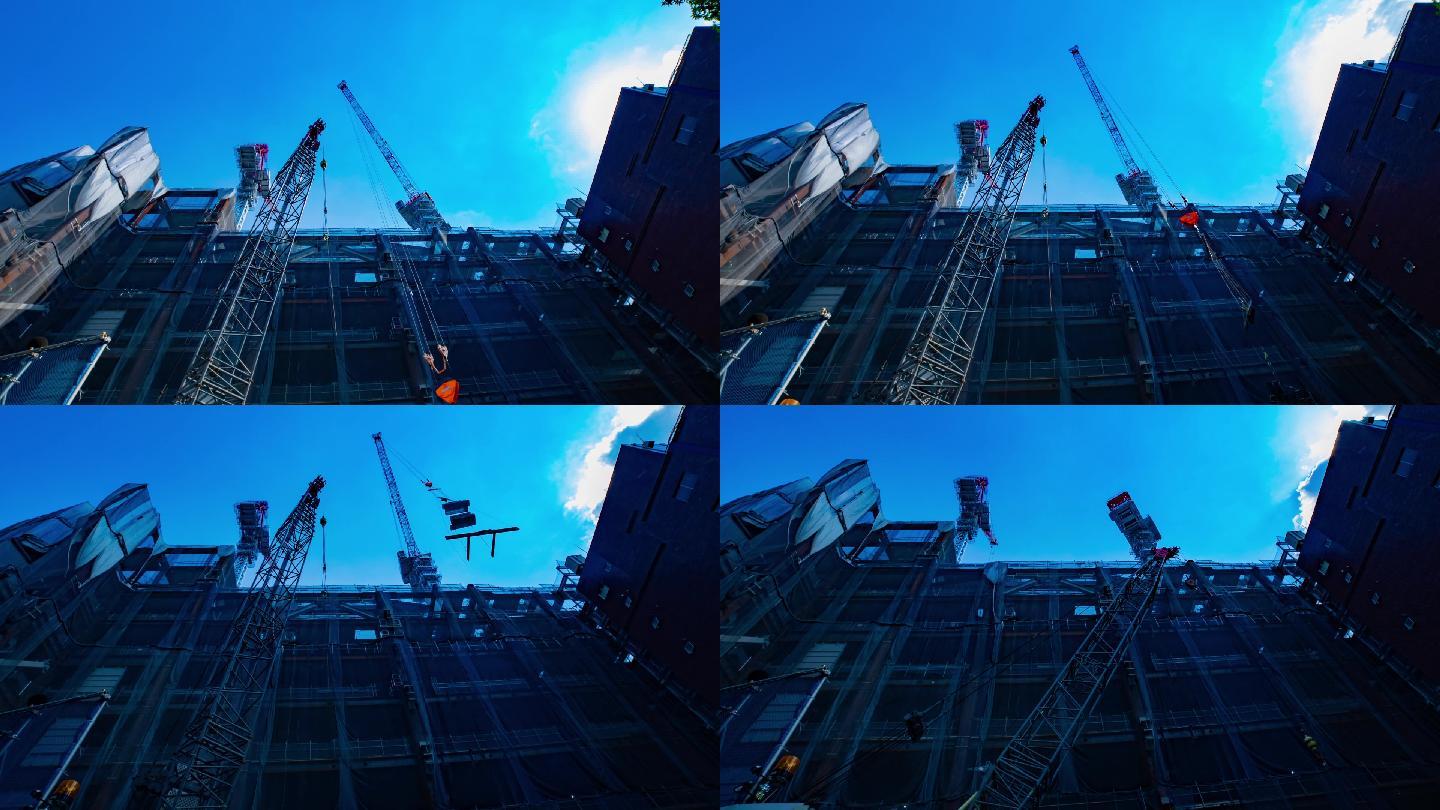 东京涉谷在建工程起重机塔吊塔机发展建设