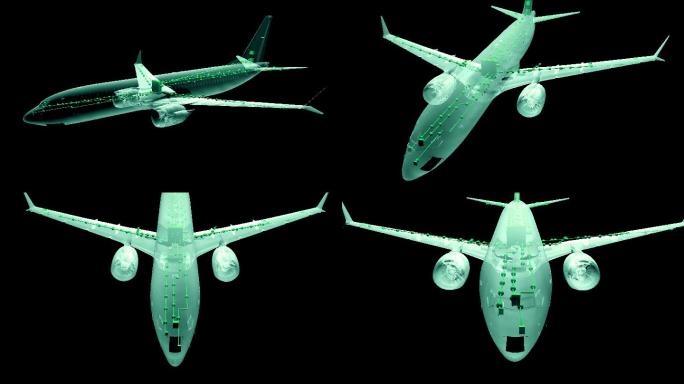 有电子接口的飞机科技感模型原理掩饰模拟