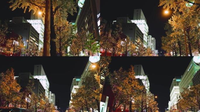 街道上的圣诞灯饰圣诞夜街景城市亮化美化街