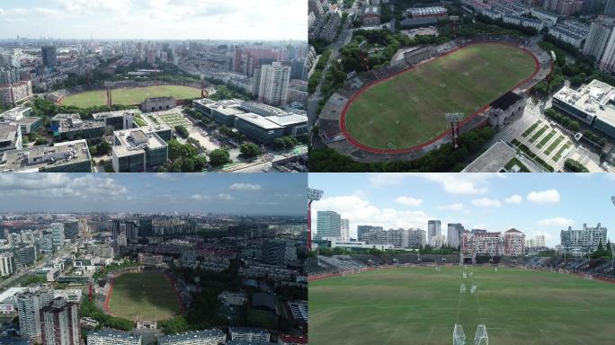 上海江湾体育场杨浦区全景 4K航拍原素材