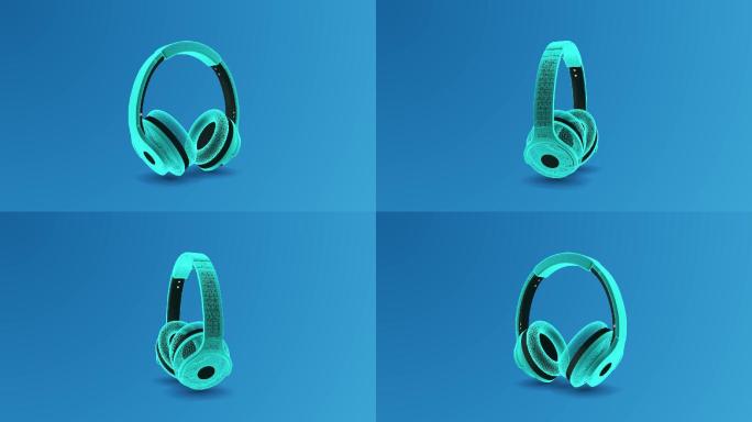耳机科技感3d框线