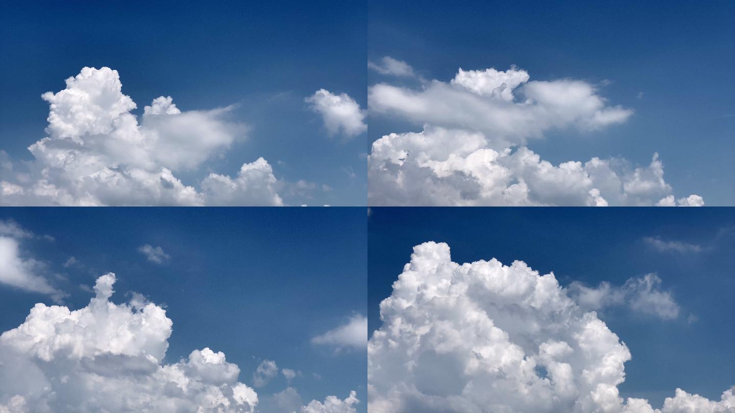 蓝色天空的白色巨大积雨云的延时镜头。
